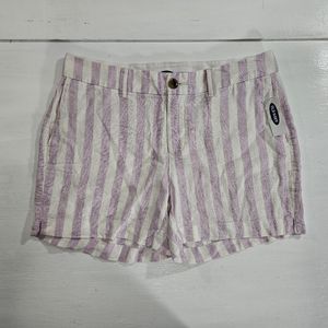 NWT Old Navy linen everyday purple striped shorts women's size 6